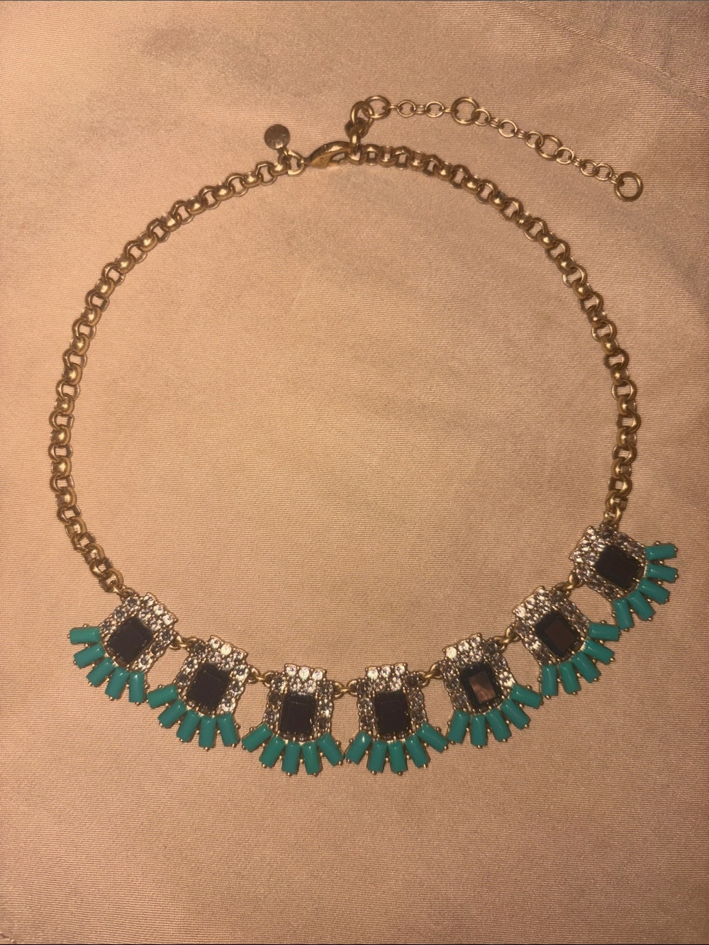 NWOT J. Crew Gold-Tone Necklace with Turquoise and Black Accents